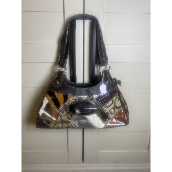 Vintage Guess Leopard Print Baguette Shoulder Bag – Patchwork Rare Y2K Retro - Picture 1 of 12